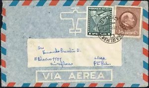 2876 CHILE NACH PERU LUFTPOSTBRIEF 1955 DOMEYKO (POLEN) VINA DEL MAR - LIMA - Bild 1 von 2
