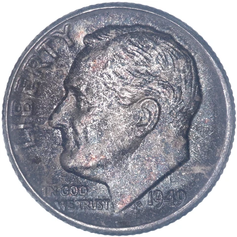 1949 (P) Roosevelt Dime 90% Silver BU US Coin Toned See Pics Q033 Cover