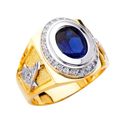 Anillo de circonita cúbica de oro de dos tonos de 14K para hombre Foto 1 de 3