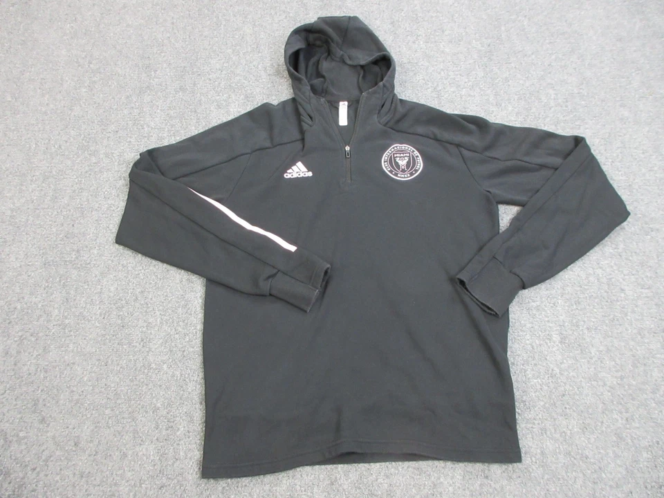 Suéter Inter Miami Para Hombres Grande Negro Logo Sudadera con Capucha Cremallera MLS Fútbol Fútbol Adidas Foto 1 de 4