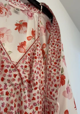 Oscar de la Renta Rosa Etiqueta Rojo, Rosa, Blanco Chemise M & Robe S, Lencería,Vintage Foto 1 de 4