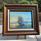 Framed Original Painting on Board- Sailing Ship Signed By Artist John AmBrose