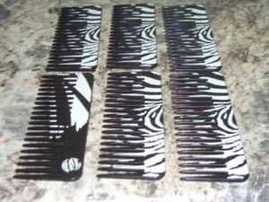 6 Vintage  Pocket Combs Purse wide tooth detangling Mebco zone 1 COOL RETRO - Picture 1 of 4