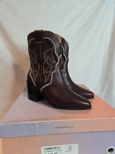 Bota Vaquera Corta Lisa Vicky Para Mujer Talla 7.5 Cuero Borgoña (Arándano) - Imagen 1 de 10
