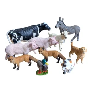 Schleich Bauernhoftiere Konvolut Schweine Kuh Esel Ziege Ente Hund Fuchs Katze Ziege Figuren - Bild 1 von 13