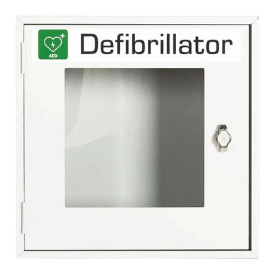 LÜLLMANN GMBH AED Defibrillator Schrank Metall abschließbar 400 x 400 x 200 mm weiß