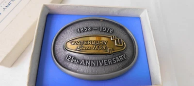 Waterbury 125 aniversario 1853-1978 hebilla de cinturón vintage Foto 1 de 4