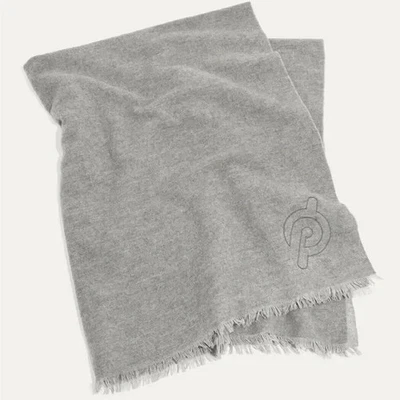 Cobertor Peloton cinza bordado logotipo mistura de lã bordas franjas 46 x 51 - Imagem 1 de 4