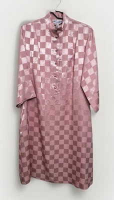 Vintage Catherine Ogust Tunic Top Blouse Medium Penthouse Gallery Pink  Checker - Image 1 of 4