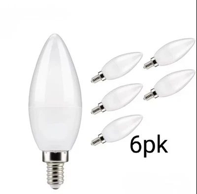 6pk LED Candelabra Bulb C37 Replacement 7W 60W E12 Base 120V 2700K Warm Frosted - Image 1 of 4
