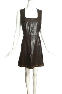 MOSCHINO JEANS- 1990s Brown Studded Dress, Size 12 - Picture 1 of 4