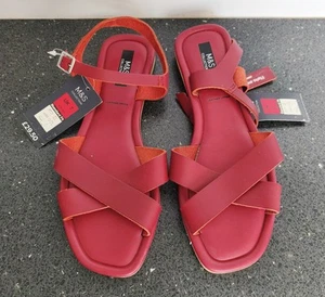 Marks&Spencer Ladies Leather Sandals Size 7 New Red Summer Footwear - Picture 1 of 8