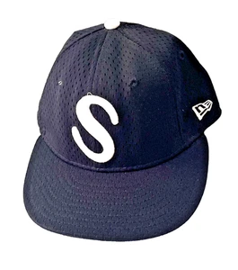 Supreme x New Era 59FIFTY S Logo Fitted Hat Black Mesh Low Profile Size 6 7/8 - Foto 1 di 10