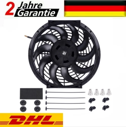 12 Zoll Universal elektrischer Kühlerlüfter 80W 12V mit Montage-Kit für Auto LKW - Bild 1 von 4