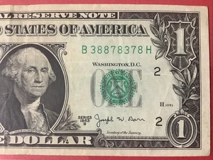 1963B "B"-District New York J.W. Barr  B 38878378 H  Old Trinary One Dollar Bill - Picture 1 of 8