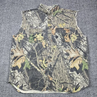 FieldStaff Mossy Oak Shirt Mens Large Camo NWTF Camo Hunting Sleeveless Grunge - Image 1 of 4