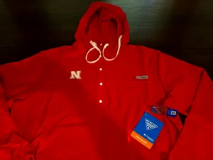 Pullover PFG Escarlata Universidad de Nebraska Columbia 1/2 broche de presión Mujer Grande - Imagen 1 de 6