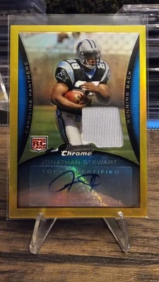 2008 Bowman Chrome Jonathan Stewart GOLD Rookie Patch Auto /10 RC RPA Panthers - Image 1 of 2