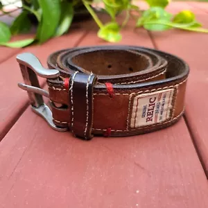 Authentische Reliktmarke Vollnarbenledergürtel gebürstetes Nickel-Hardware - Größe 36 - Bild 1 von 8