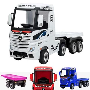 Mercedes Benz Actros 24v Battery Electric Ride-On Truck & Trailer EVA Wheels - Picture 1 of 17