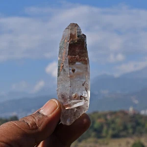 HIMALAYAN LEMURIAN SEED RED & GREEN CHLORITE QUARTZ MANIFEST TABULAR CRYSTAL - Picture 1 of 10