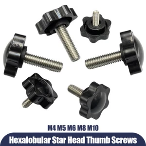 M4 M5 M6 M8 M10 Hand Knob Bolt Clamping Screw Plum Hexalobular Shaped Grips Star - Picture 1 of 9