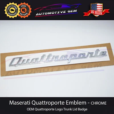 Maserati Quattroporte Emblem Chrome Logo Trunk Lid Emblem Logo Badge Sticker OEM - Image 1 of 3