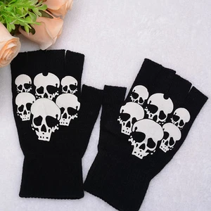 Guantes sin dedos estampados calavera negros tejidos tácticos militares guantes de entrenamiento - Imagen 1 de 7