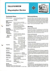 Service Manual-Anleitung für Telefunken M 204 E - Bild 1 von 1