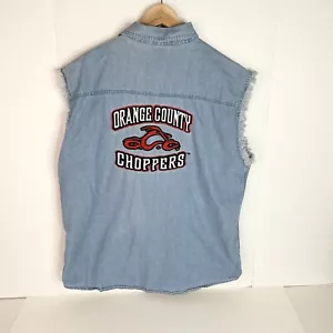 Gilet denim vintage Orange County Choppers grande, azzurro, logo, moto - Foto 1 di 7