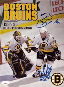 RAY BOURQUE & BLAINE LACHER DUAL AUTOGRAPHED BOSTON BRUINS MAGAZINE JSA - Picture 1 of 2