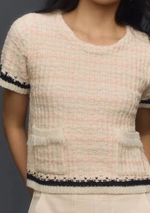 By Anthropologie Tweed Sweater Tee Size S nwt - Picture 1 of 3