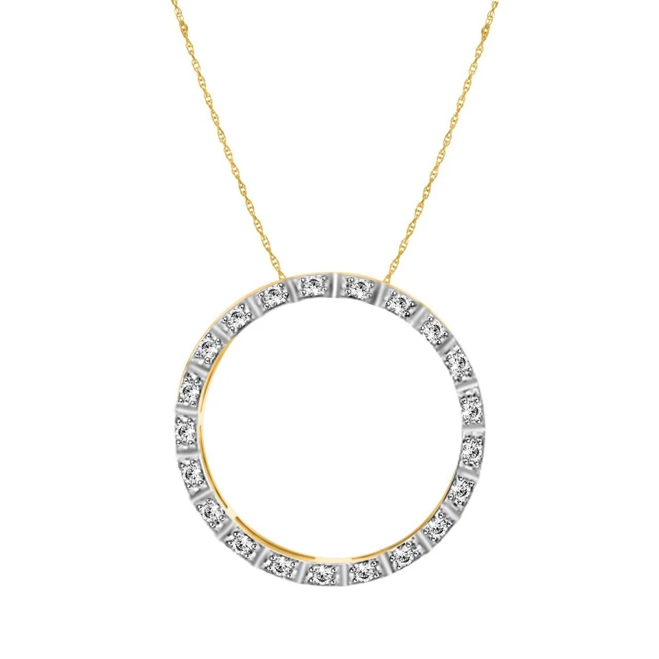 Colgante Círculo de la Vida Collar 18" Circonita Cúbica Chapado en Oro Amarillo 14K Plata Foto 1 de 1