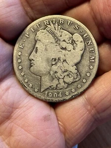 1904-S Morgan silver dollar, nice original VG+ Excellent choice to fill the hole - Picture 1 of 10