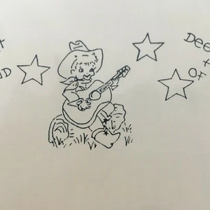 Cottage Linens Embroidery Pattern Heart of Texas Country Singer Guitar Music - Picture 1 of 6