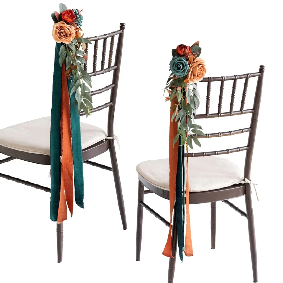 Pasillo de boda Ling's Moment banco flores silla decoraciones flor artificial A... Foto 1 de 4