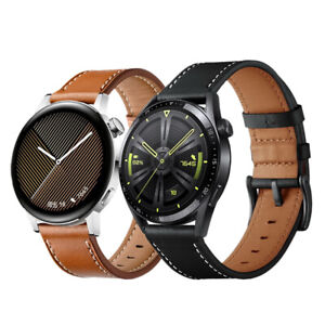 For Huawei Watch GT 3 Band Classic Genuine Leather Strap W/ Quick Release Pins