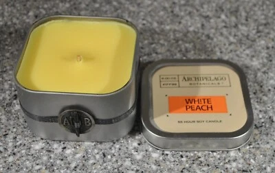 Archipelago Botanicals Soy Wax Candle 6 oz WHITE PEACH, NEW in tin / Older - Image 1 of 3