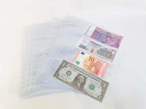 50 Pochettes De Billets Feuilles De Collecte 4 Poches 72x215mm 120MY - Afbeelding 1 van 3
