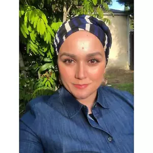 Hijab Head Wrap, Striped Blue, Chemo Head Scarf, Tichel Headwear, Gift fo Her - Picture 1 of 1
