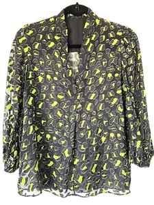 Alice + Olivia Women’s Silk Blend Blouse XS Black/green - Picture 1 of 9