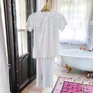 Shadowline Light Peach Pink Pajama Set Women's XS PETITE Vtg Silky Lightweight - Picture 1 of 11