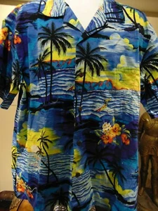Palmwave Men's Hawaiian Surfboard and Palm Trees Shirt 2XL - Picture 1 of 4