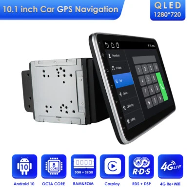 Octa Core 10.1" Rotatable Android 10 2Din Car Stereo Radio DSP WiFi GPS CarPlay - Image 1 of 4