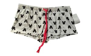 Womens XL PJ Shorts Mickey Mouse Red Gray & Black Disney Sleepwear Loungewear