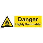 Sealey Warning Safety Sign - Danger Highly Flammable - Self-Adhesive Vinyl SS45V