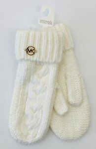 NWT Michael Kors Braid Cable Knit Mittens Cream