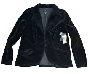 NWT Calvin Klein Black Velvet Blazer 1X Cotton Stretch Dressy Casual Work Jacket - Picture 1 of 7