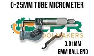 Tube Micrometer (0- 25mm .01mm Increments) QUALITY MADE - 6mm Ball End - Picture 1 of 3