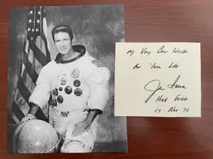 TARJETA FIRMADA JAMES IRWIN, ASTRONAUTA APOLO 15, MOONWALKER, PILOTO DE PRUEBAS - Imagen 1 de 1